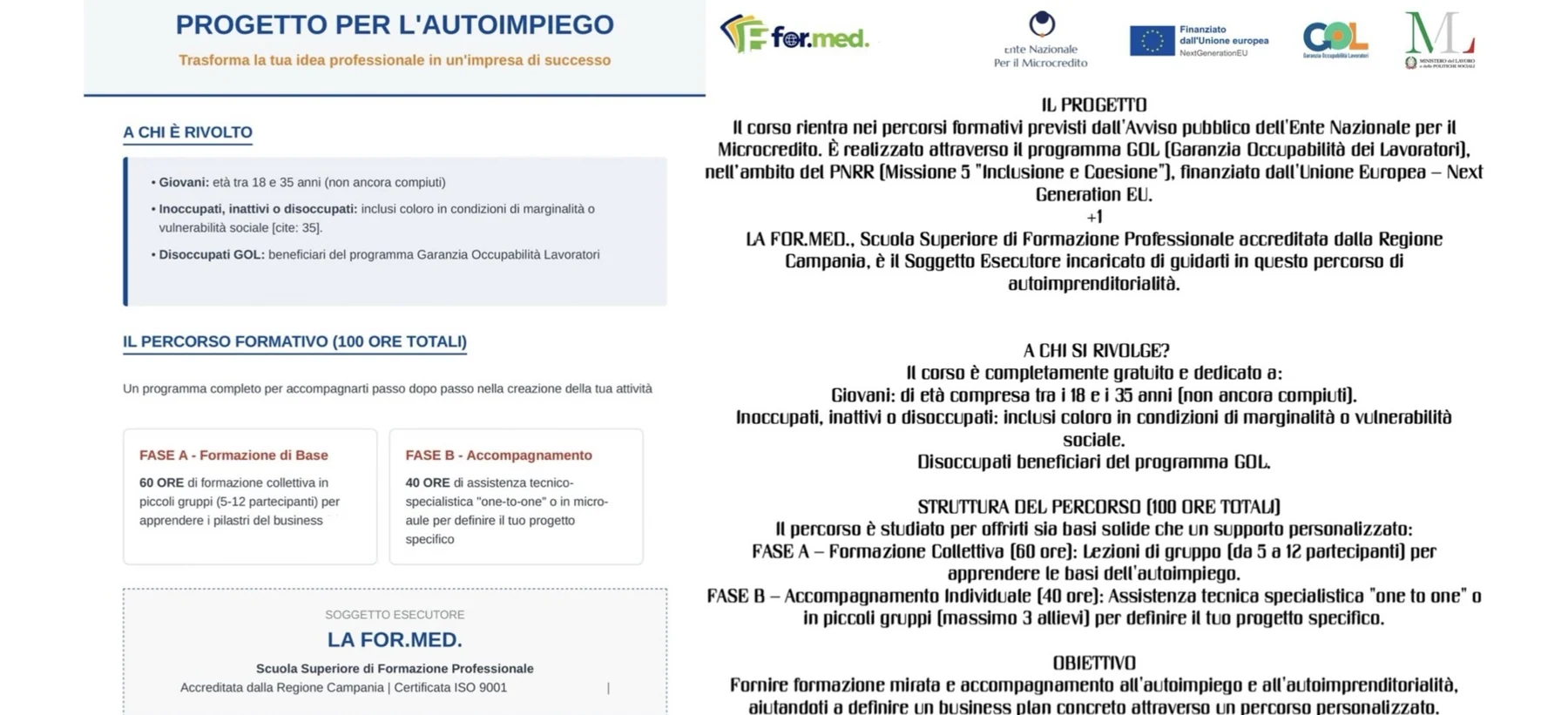 Locandina informativa FORMED: apri per leggere tutti i dettagli